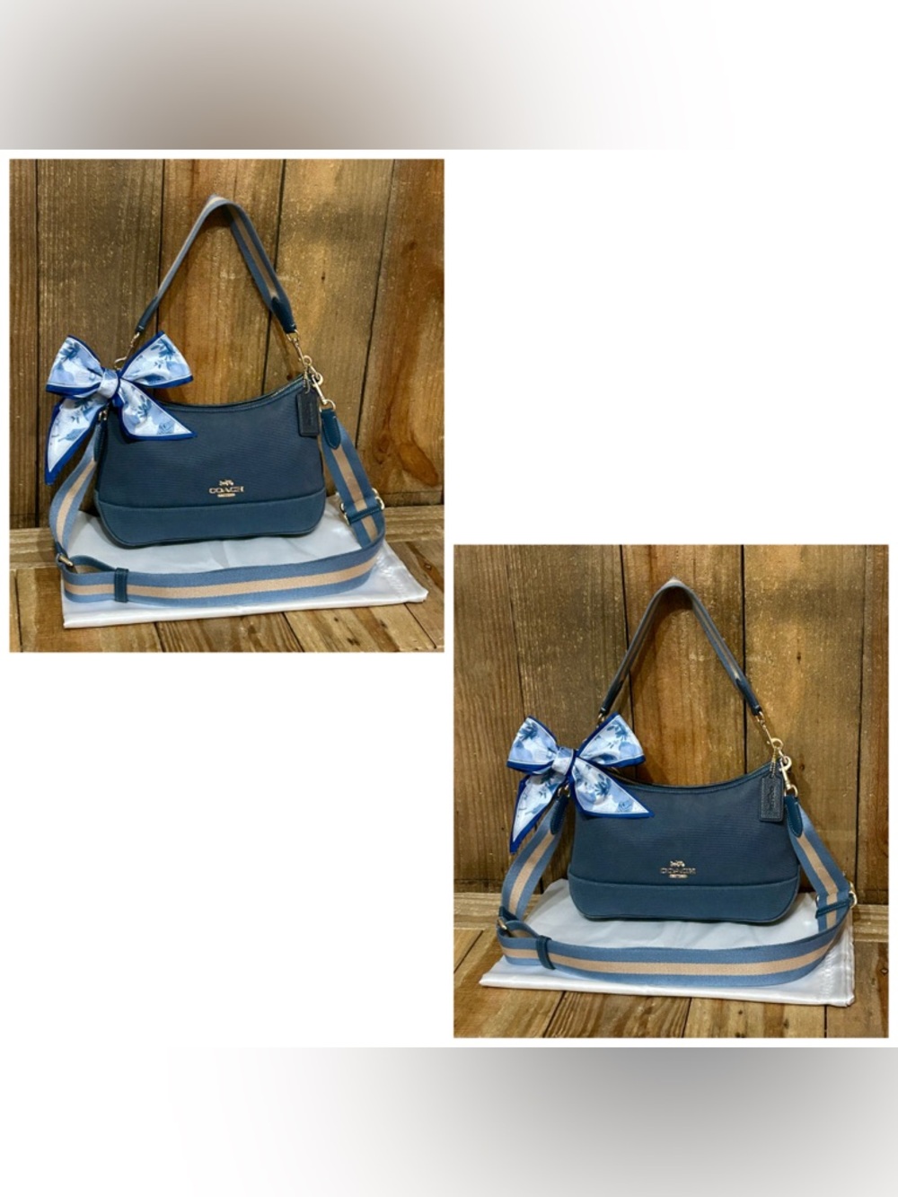 Coach. 5 Piece. Ellis Shoulder Bag with Free Wristlet, Glasses, Scarf & Dust Bag - Picture 9 of 16